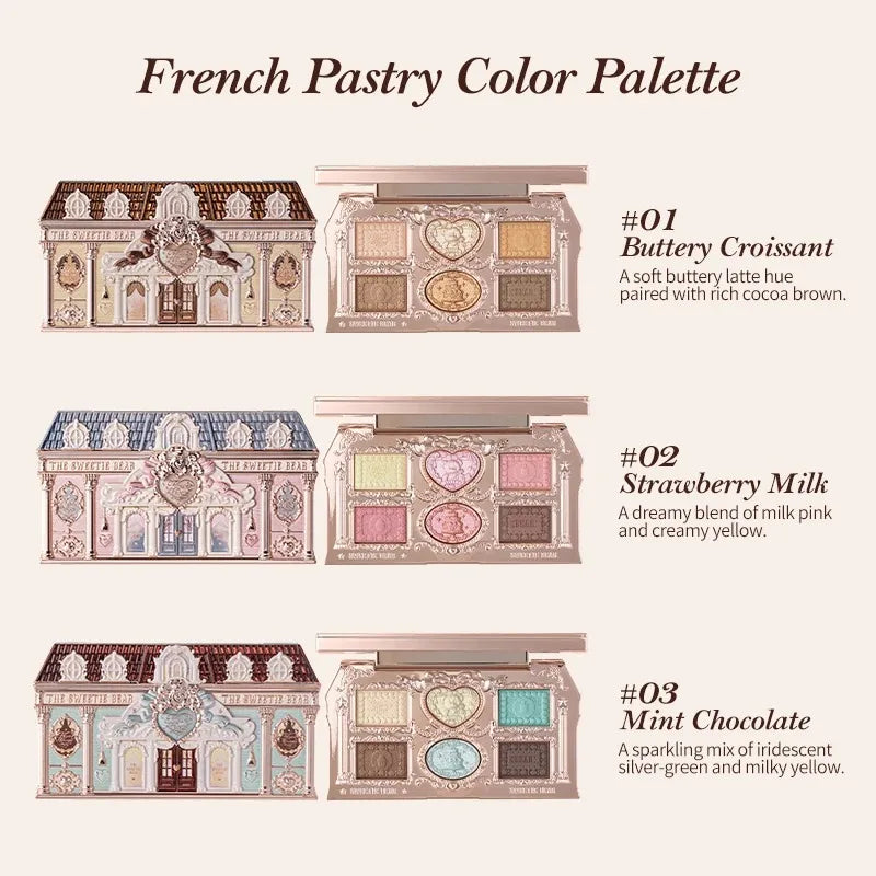 Flower Knows Sweetie Bear Eyeshadow Palette - 6 Colors Matte Shimmer
