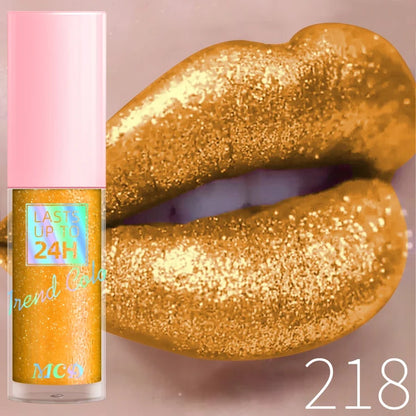 18 Colors Diamonds Glitter Lip Gloss Long Lasting Waterproof Liquid Lipstick Pearl Shining Lip Color Sparking Lip Makeup Women