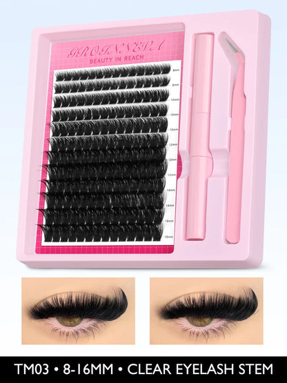 Lash Clusters Kit Fluffy Individual Lashes C Curl Cluster Eyelash Extensions 10-18mm DIY Lash Extension Kit Lash Bond and Seal