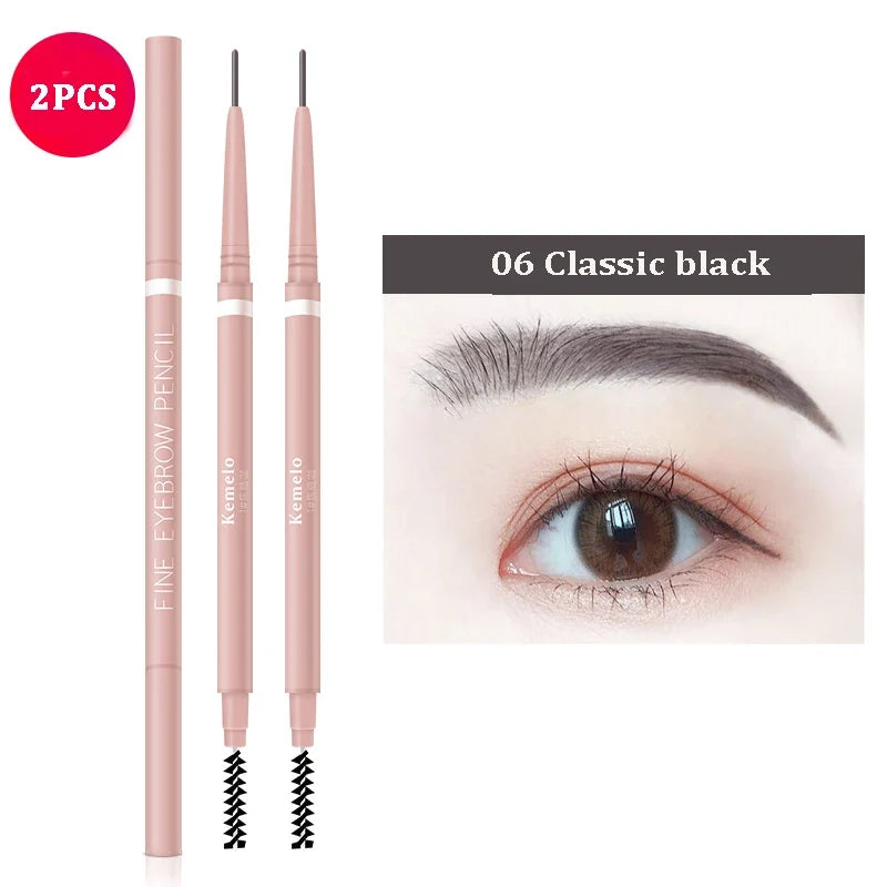 1.5mm Ultra Fine Double-Ended Eyebrow Pencil Automatic Rotating Natural Waterproof Long Lasting Professional Eyebrow Pen Makeup