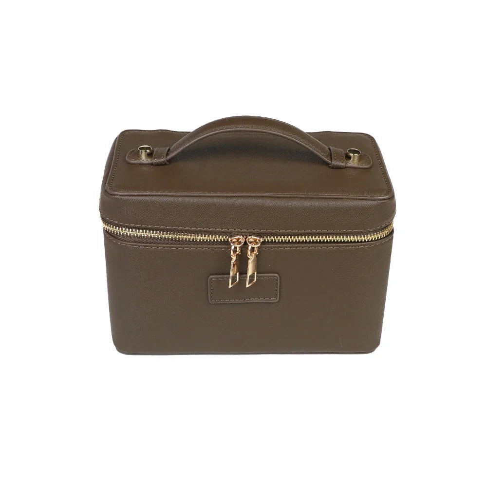 Customized name pu leather cosmetic bag with zoned storage and large capacity toiletry bag for autumn and winter new products