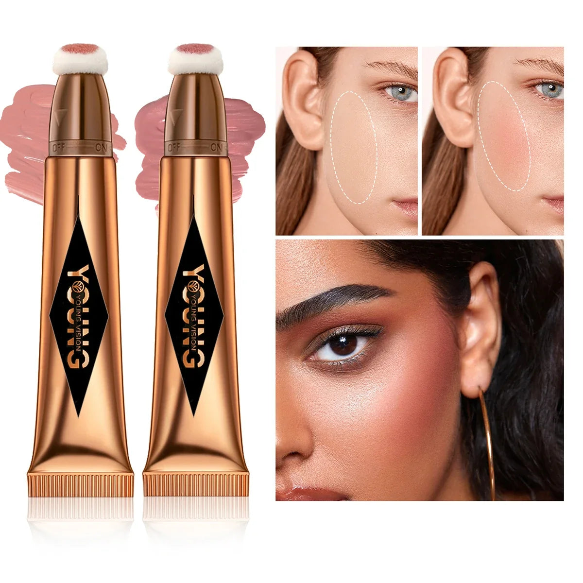 6-colour cushion cotton blush, skin-friendly highlighter that is not irritating, blends naturally without clumping.