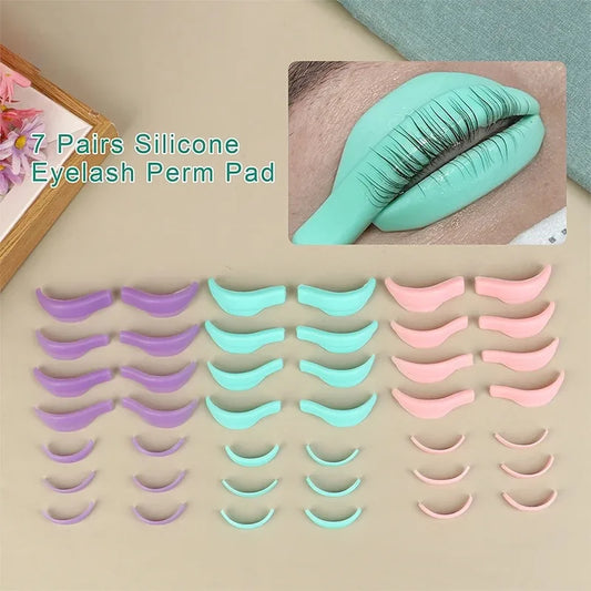 Recycling 3D Eyelashes Curler Rods Shield Lashes Extension Supplies 7pairs per box Silicone Eyelash Perming Pad Lash Lifting Kit