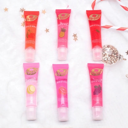 6pcs/set, Moisturizing Clear Lip Gloss, Pineapple, strawberry, grapes Translucent Plumping Lip Oils Gift Set