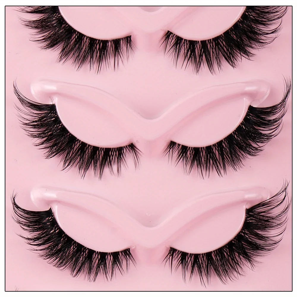 3Boxes(15Pairs) Cat Eye Lashes Fake Eyelashes Natural long Manga Lashes Winged End Eye Elongated Eyelashes Fake Lashes Makeup