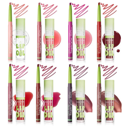 3 Pcs Lip Liner and Gloss Set 2 in 1 Lipstick with Dual-Ended and Smooth Buildable Lip Gloss for Women Lip Combo Makeup
