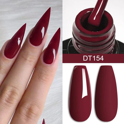 7ml Burgundy Crimson Nail Gel Polish, High Pigment, Non Streak, Long Lasting, UV LED Soak Off Nail Art Gel for Home Salon DIY