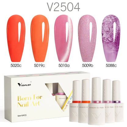 5pcs/kit Venalisa Color Gel Nail Polish Set Hema Free Soak Off UV LED Nail Gel Polish 10ml Combo TPO FREE HEMA FREE Gel Kit