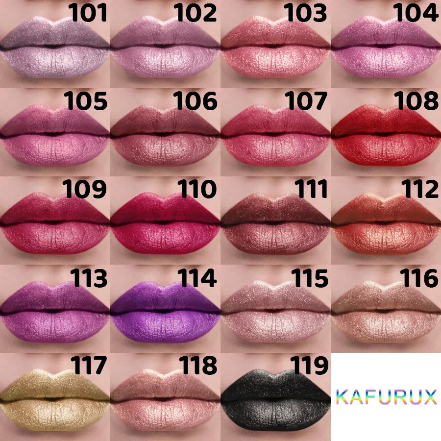 21Colors Bold & Intense Glitter Shiny Metallic Lipstick Pearlescent Lip Tint,Long Lasting Lip Senior Matte Lip Makeup Gifts for