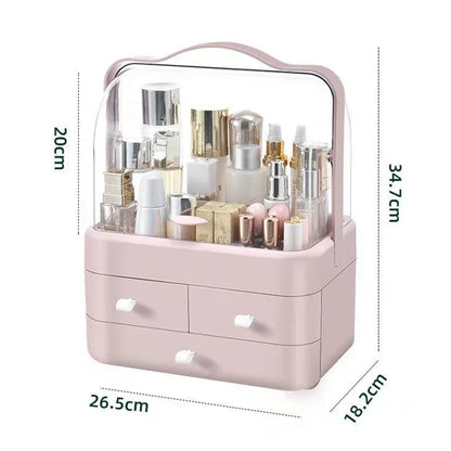 1pc Cosmetics Receiving Box Dust-Proof Desktop Makeup Organizer with Drawer for Skin Care Products Household Storage Box Shelf