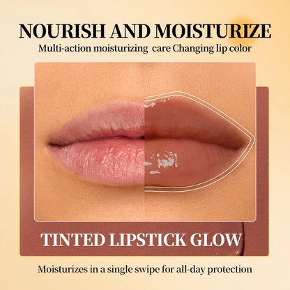 QIBEST Natural Sheer Lip Balm Moisturizing Honey Lipstick Tinted Lip Plumping Balm Smooth Enhancing Natural Color Lip Care