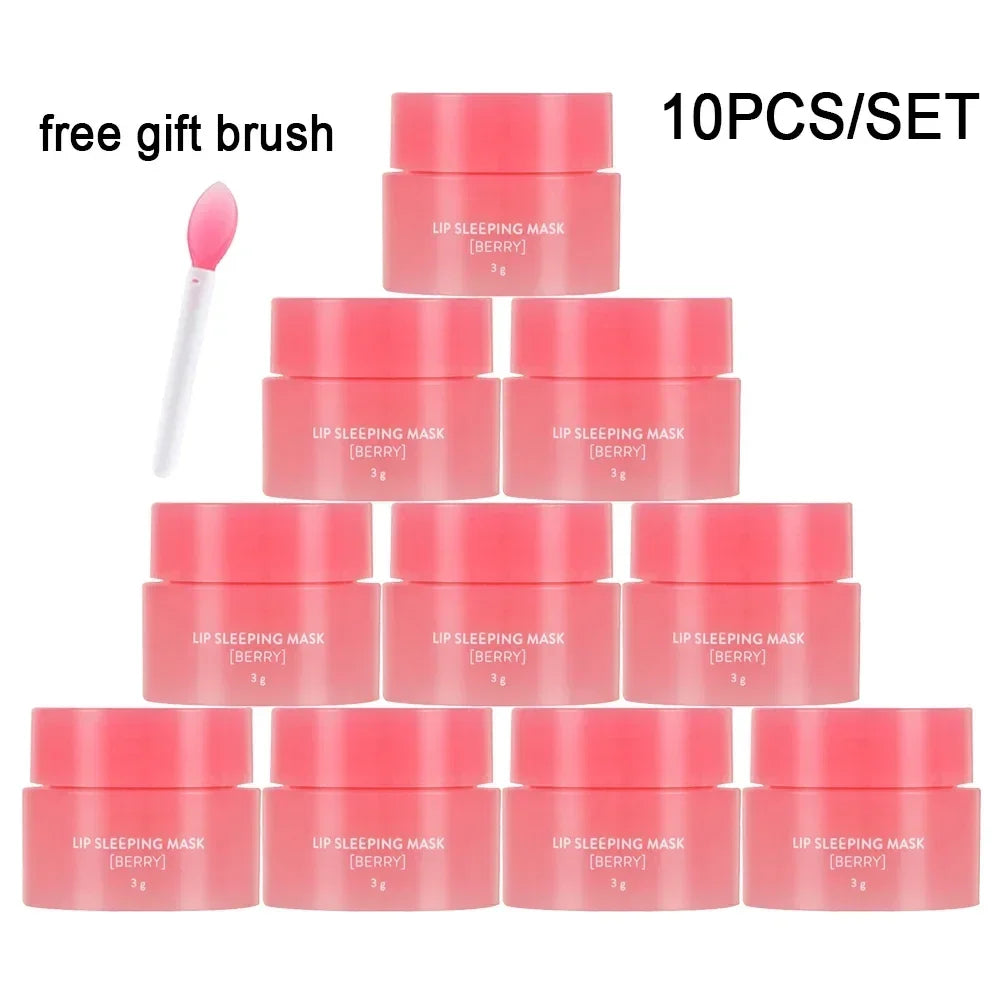 10PCS Berry Lip Sleeping Mask Night Sleep Maintenance Moisturizing Fade Lip Lines Nourishing Lip Balm Skin Care Korean Cosmetic