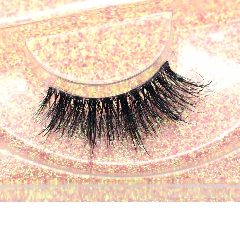 3D Mink Fluffy Half False Eyelashes Natural Soft Lightweight Clear Band Half Eye Strip Lashes Reusable Short Eyelashes Extension