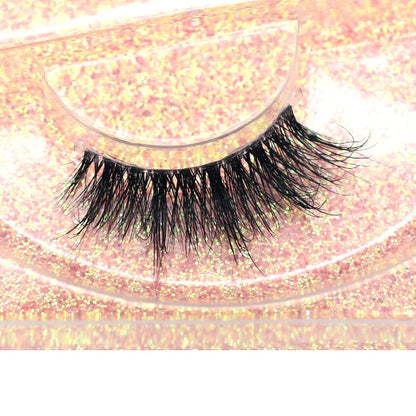 3D Mink Fluffy Half False Eyelashes Natural Soft Lightweight Clear Band Half Eye Strip Lashes Reusable Short Eyelashes Extension