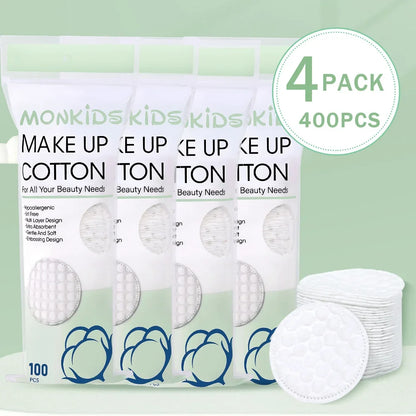 100pcs/200pcs soft and breathable round cotton pad with double-sided texture is used for daily facial cleaning and makeup remova