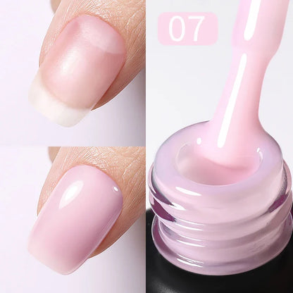 BORN PRETTY 15ml Jelly Nude Rubber Base Gel Natural Milky White Clear Semi permanent Self-Leveling Soak Off UV LED Gel Varnish