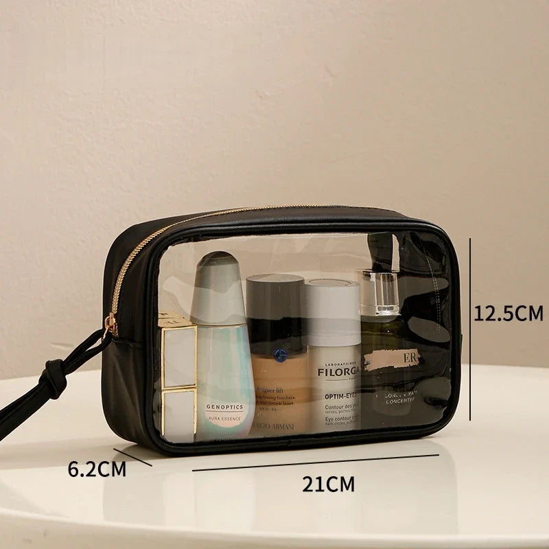 New Fashion Travel Portable Transparent Handheld Makeup Storage Bag Multi purpose Increased Capacity PVC Waterproof Toilet Bag
