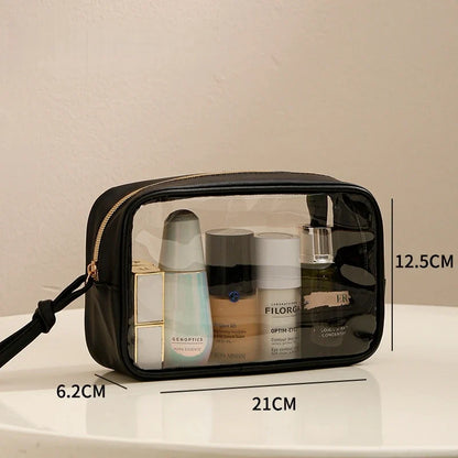 New Fashion Travel Portable Transparent Handheld Makeup Storage Bag Multi purpose Increased Capacity PVC Waterproof Toilet Bag