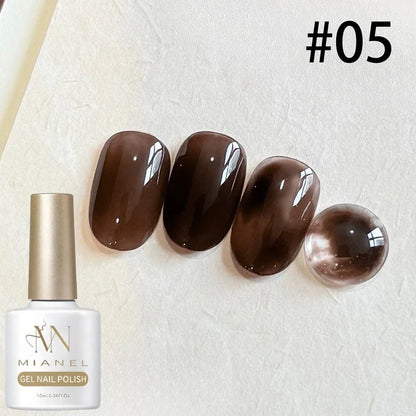 MIANEL 10ML Brown Amber Series Jelly Gel Nail Polish 2026 New Popular Ice Clear Caramel Nail Polish Black Nails 1-6pcs