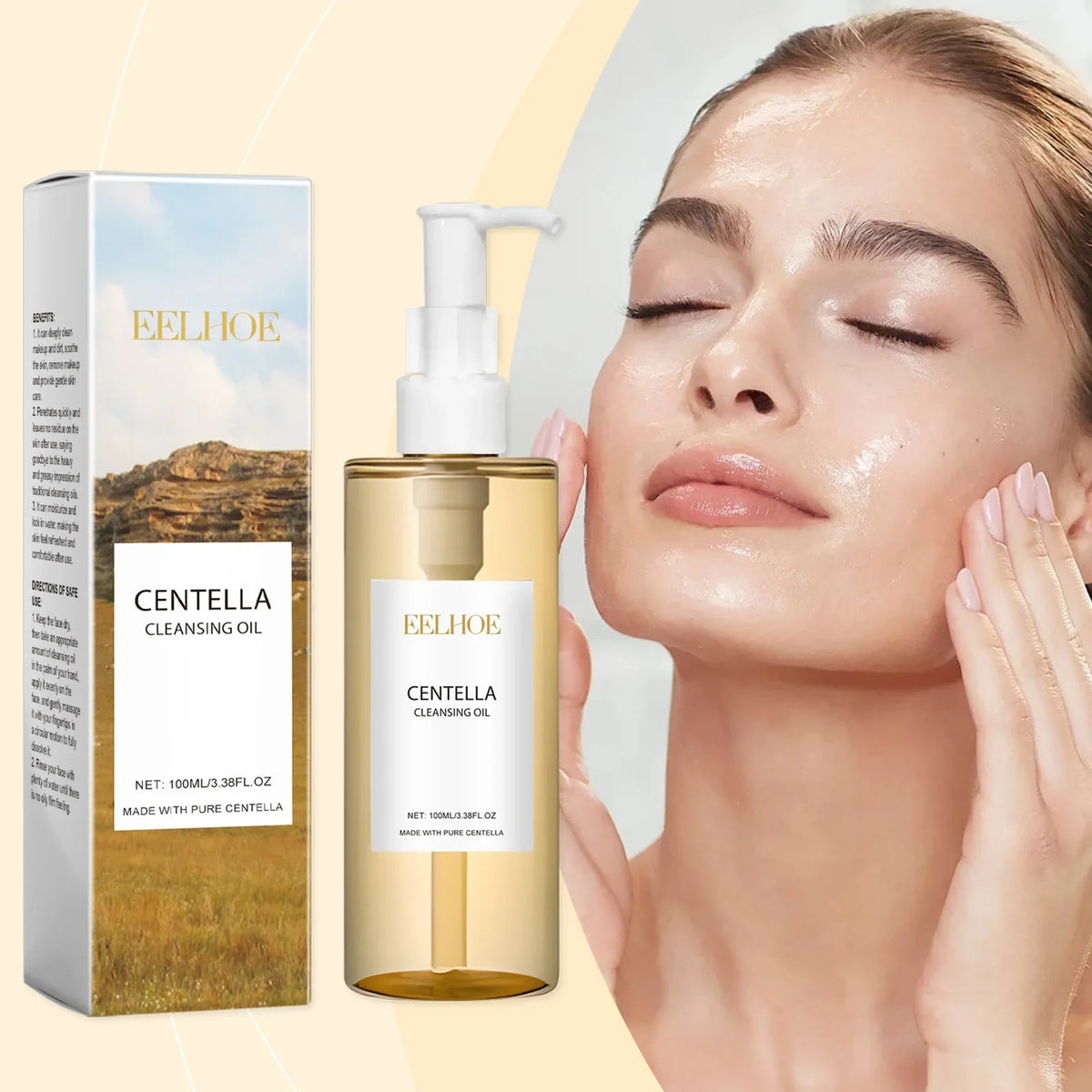 EELHOE Facial Cleansing Oil Centella Asiatica Skin Care for Sensitive Skin Barrier Repair Deep Skin Cleansing Makeup Remover Oil