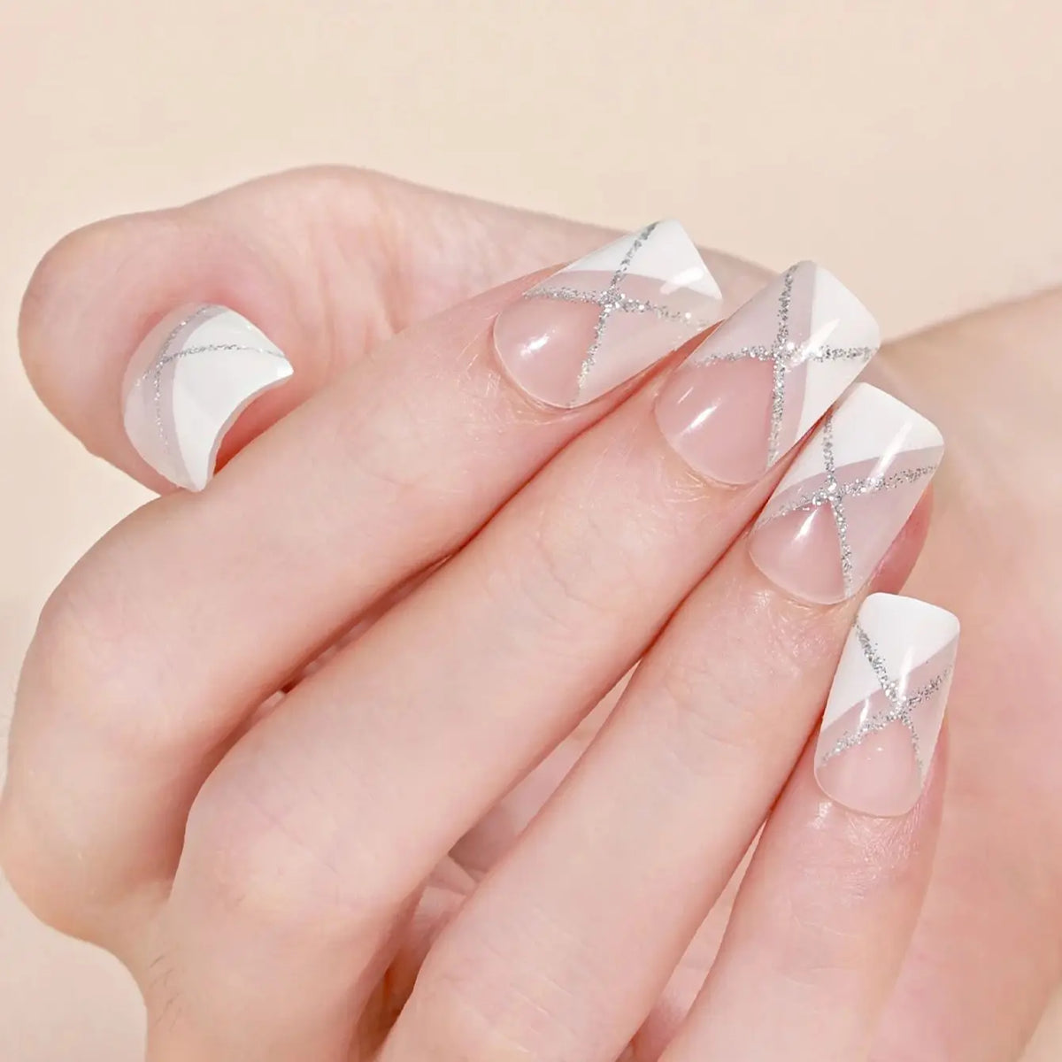16tips DIY Baking-Free Nail Stickers French Stripe Lines Adhesive Nail Strips Patch Slider Full Cover Nail Decoration Decal
