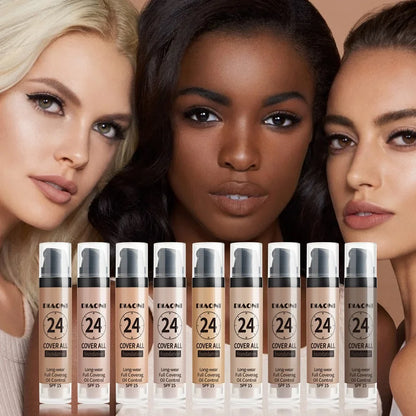 Professional makeup 9-color waterproof moisturizing liquid fully covering concealer 24H durable liquid foundation natural matt