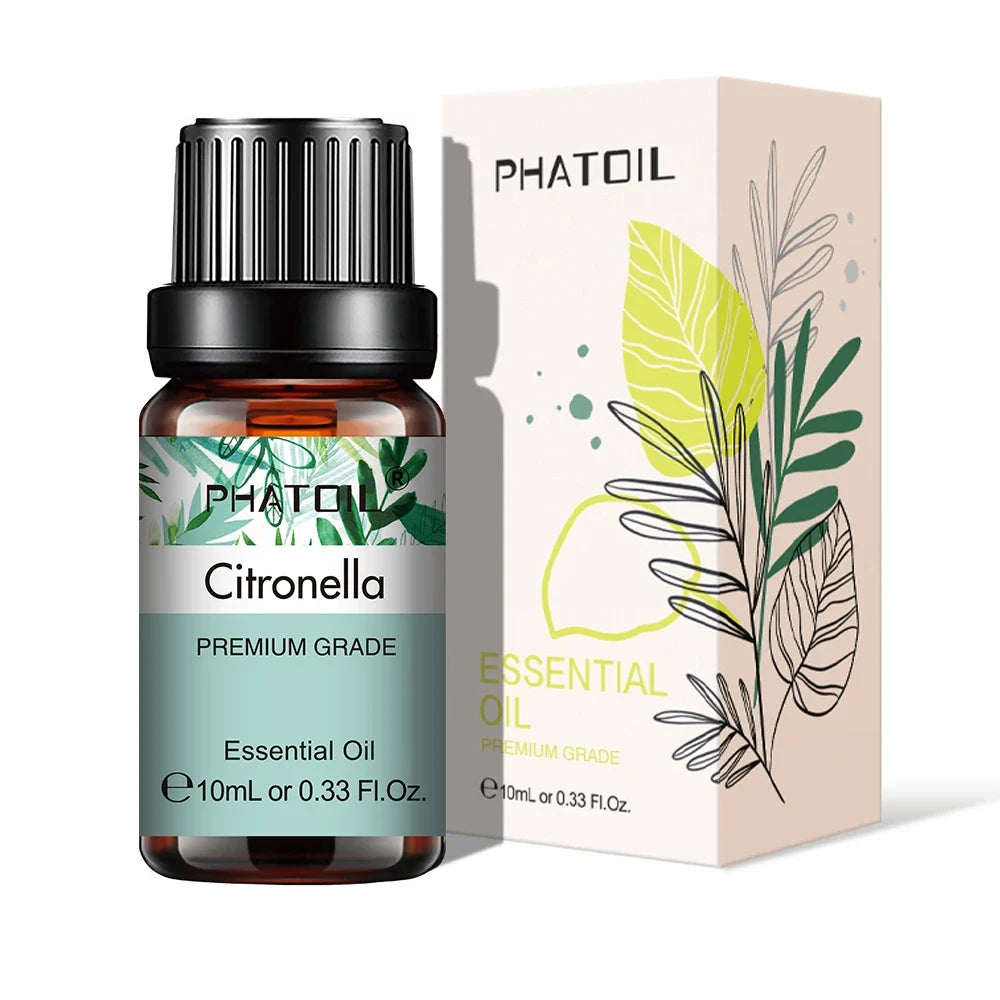 PHATOIL Natural Plant Essential Oil 10ml Eucalyptus Lavender Bergamot Vanilla Peppermint 1PCS Aroma Essential Oils For Diffuser