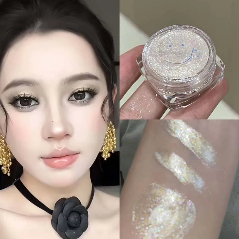 Sparkling Glitter Liquid Gel Eyeshadow Metallic Silver White Highlighter Sequins Eye Shadow Waterproof Shiny Silkworm Eye Makeup