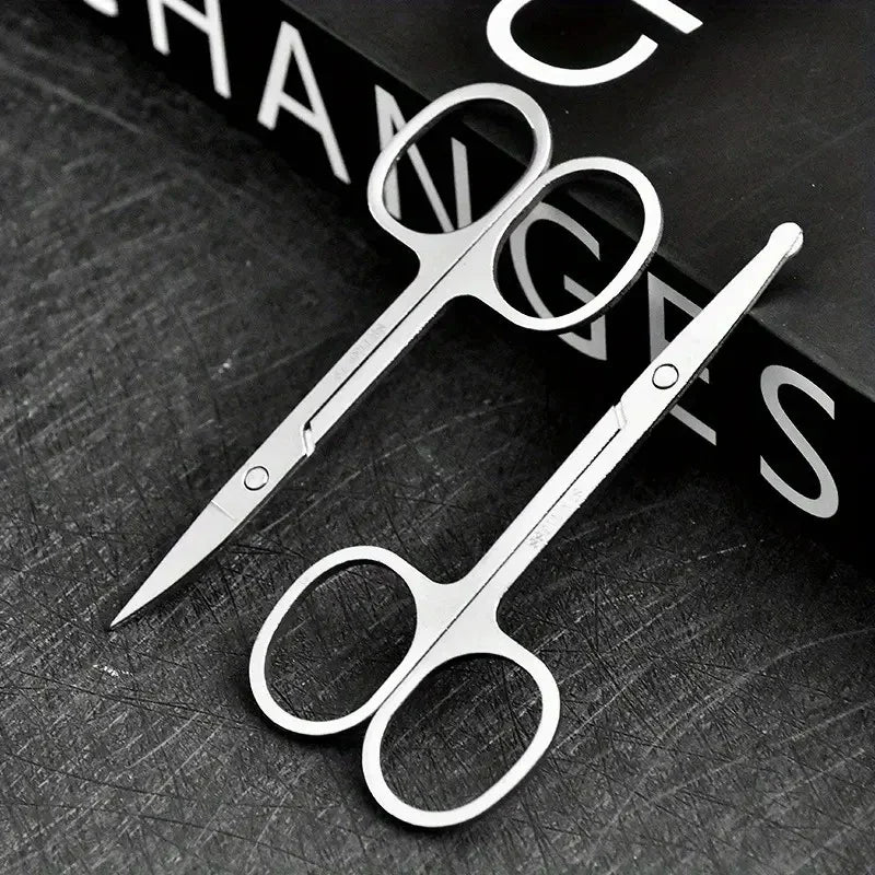 Stainless Steel Eyebrow Trimmer Scissors & Comb Set - Precision Grooming Tool for Men and Women - Effortless Hair Removal
