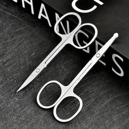 Stainless Steel Eyebrow Trimmer Scissors & Comb Set - Precision Grooming Tool for Men and Women - Effortless Hair Removal