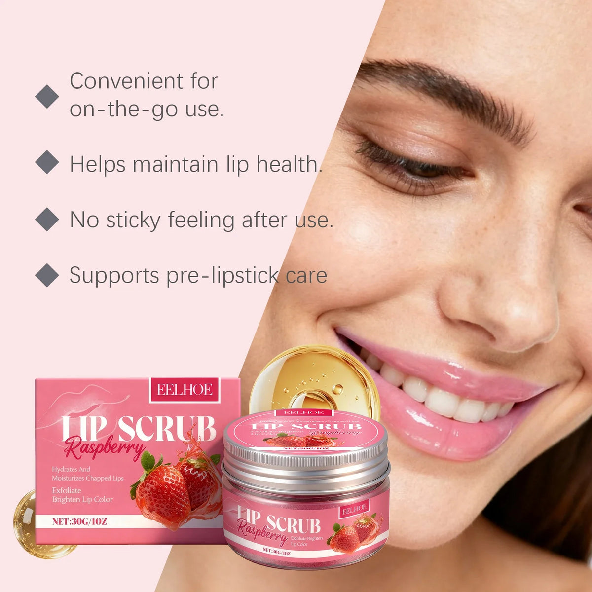 Strawberry Lip Scrub Exfoliating Preventing Drying Cracking Improve Dullness Remove Dead Skin Moisturizing Brightening Lip Care