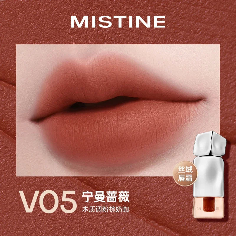Mistine Lipstick Nude Long Wear Lip Creamy Korean Makeup Matte Lip Glaze Mirror Gloss Lip Jelly Long Lasting 2.9g