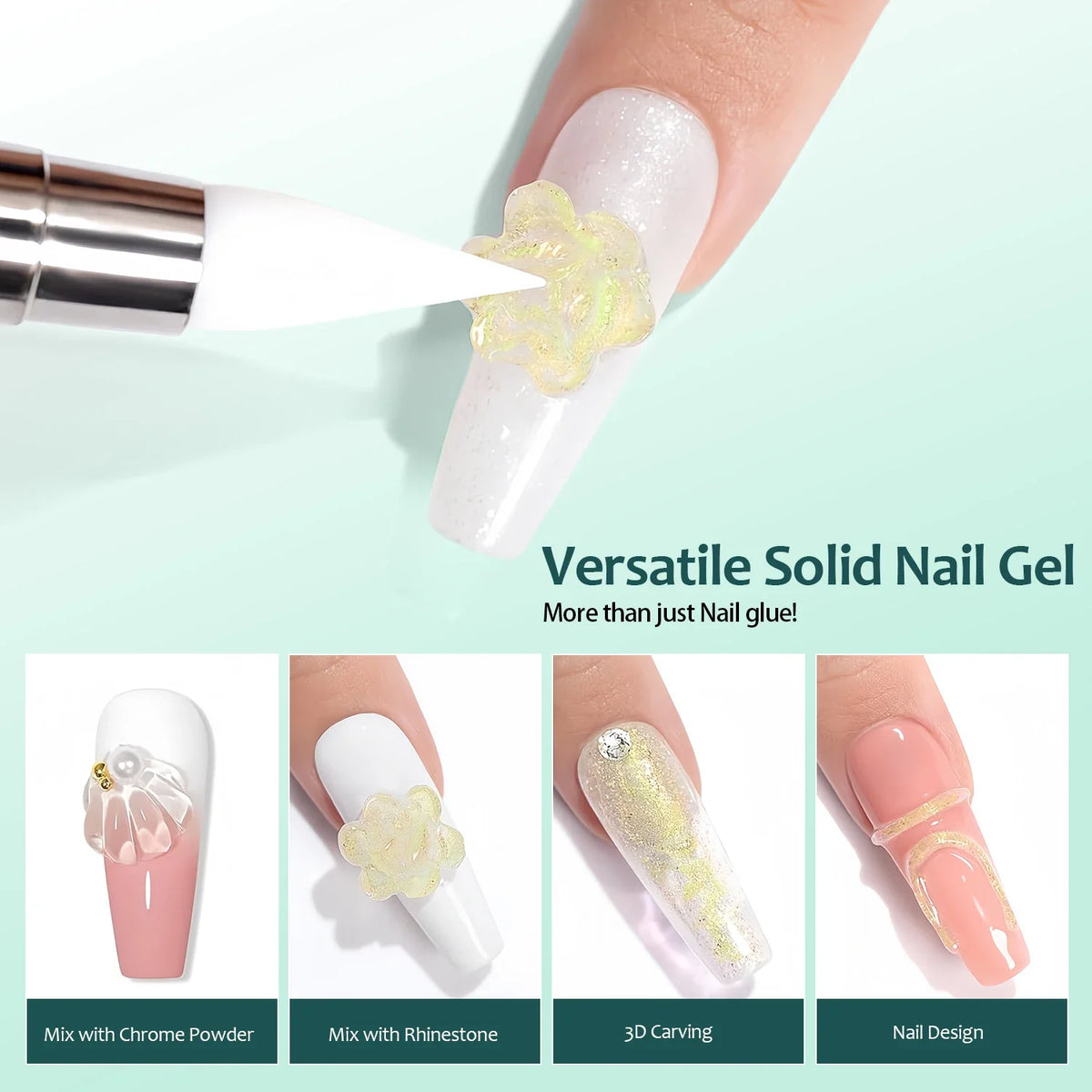 Nailpop Solid Nail Gel Glue for Press On Nails Strong Adhesive Clear Gel Tip Adhesive UV Gel Long-Lasting No Damage 20g (1/3pcs)