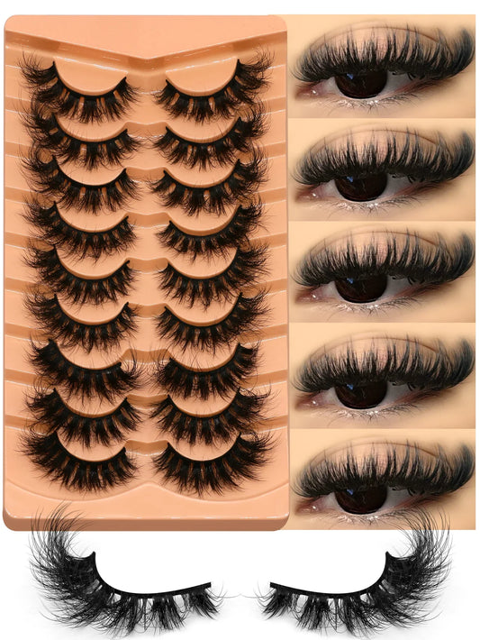 Cat Eyelashes Fluffy 3D Mink Eyelashes Natural Look False Lashes for Daily Party Wedding Lightweigh Reusable Makeup