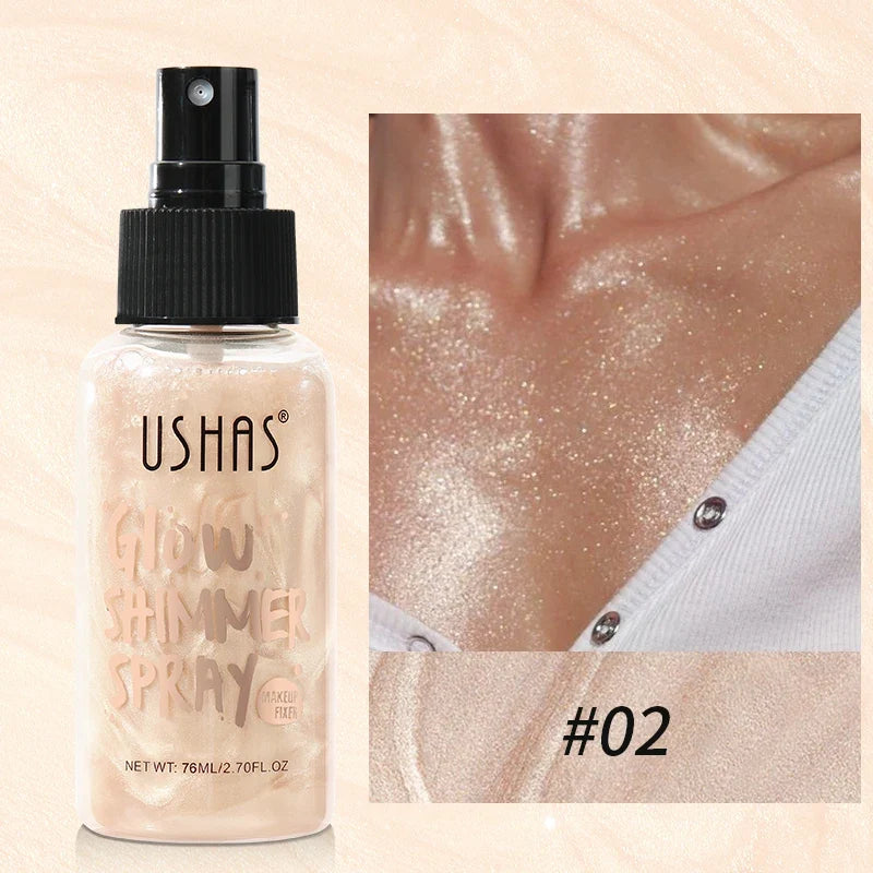USHAS 4 Color Body Liquid Highlighter Facial Contour Brightening Makeup Long Lasting Sequin Illuminating Moisturizing Highlight