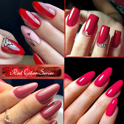 7ml Burgundy Crimson Nail Gel Polish, High Pigment, Non Streak, Long Lasting, UV LED Soak Off Nail Art Gel for Home Salon DIY