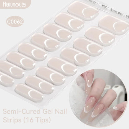 Gradient Auroras Semi Cured Gel Nail Strips Sparkly Shinning DIY Gel Polish Stickers for Nails Works with UV/LED Nail Lamps