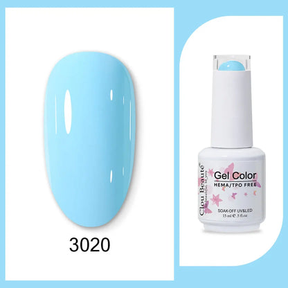 Clou Beaute 15ml Red Black White Green Neon Gel Nail Polish Base Top Coat Velvet Top 400 Colors Semi Permanent Gel Nail Varnish