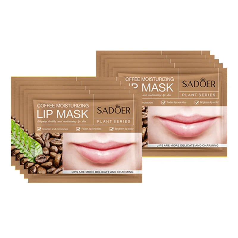 10pcs SADOER Fruits Moisturizing Lip Mask Nourishing Beauty Hydrating Crystal Collagen Gel Lip Patches Skin Care
