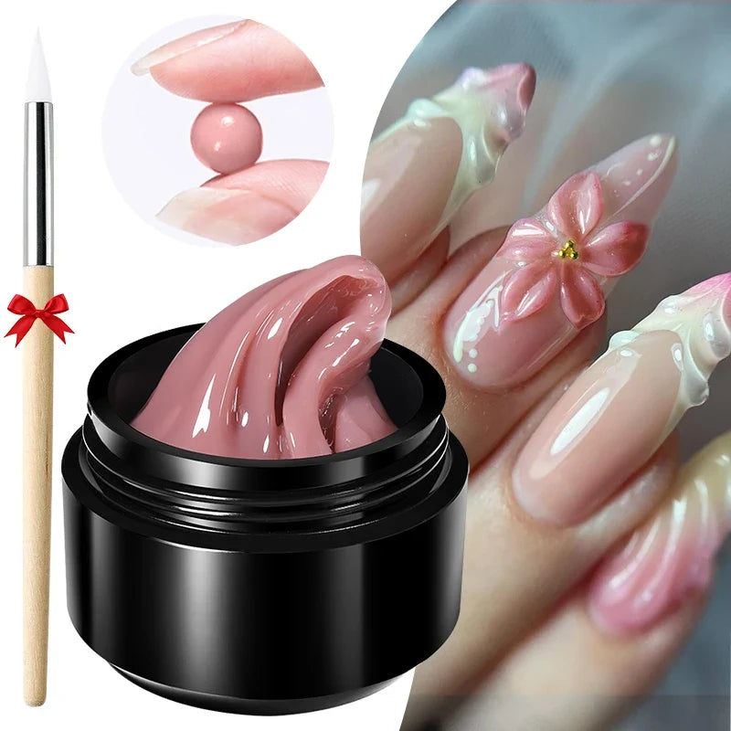 BORN PRETTY 15ml Clear Non Stick Hand Extension Gel 3D Shaping Sculpting Carving Nail Art Solid Hard Gel for Fake Nail