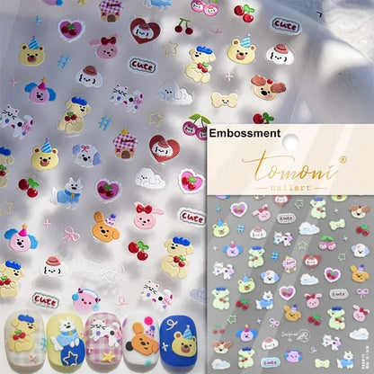 Cute Cat Eye Fishbone Animals Leopard Cat Ginger Cat Kitten Exclamation Point Paw Self Adhesive Nail Art Sticker Manicure Decals
