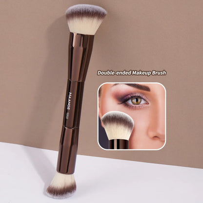 MAANGE Professional Makeup Brush Set Dual-ended Foundation Loose Brush For Blush Contour Soft-Bristle Skin-friendly Travel