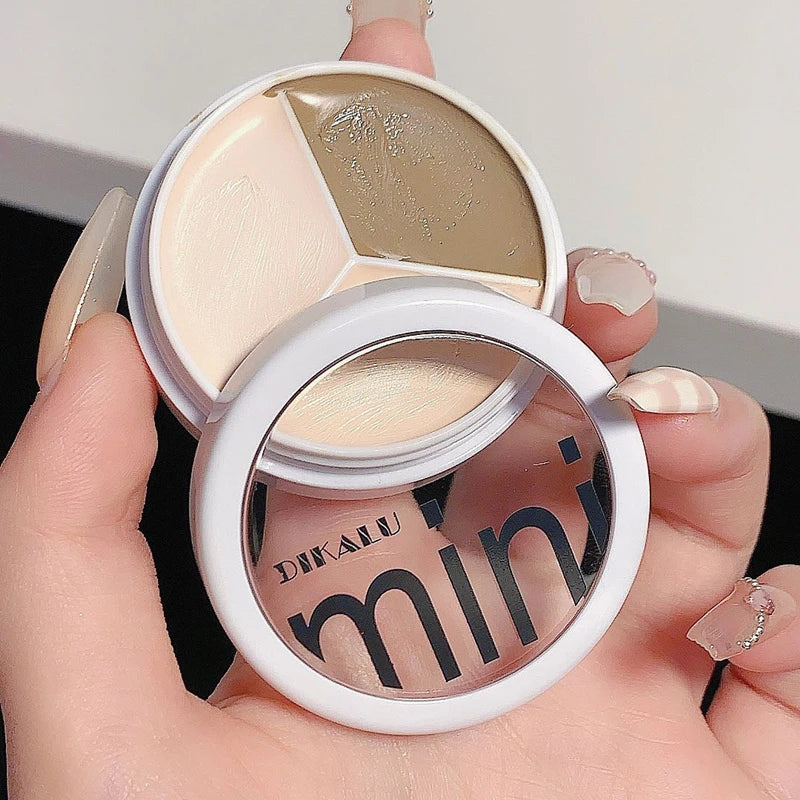 3 Colors Concealer Cream Full Coverage Acne Spot Dark Circles Contour Concealer Palette with Brush Moisturizing Cosmetics Makeup