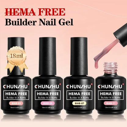CHUNSHU Hema FREE Construction UV Gel 18ml Builder Nail Gel In A Bottle Semi Permanent Thick Rubber Base Gel Extension Nails Art