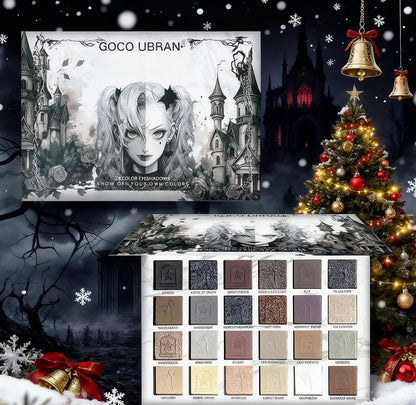 24-Color Dark Elf Eyeshadow Palette, Gothic Vampire Style Makeup Set, High-Pigment Shimmer/Glitter Eye Makeup, Christmas Gift
