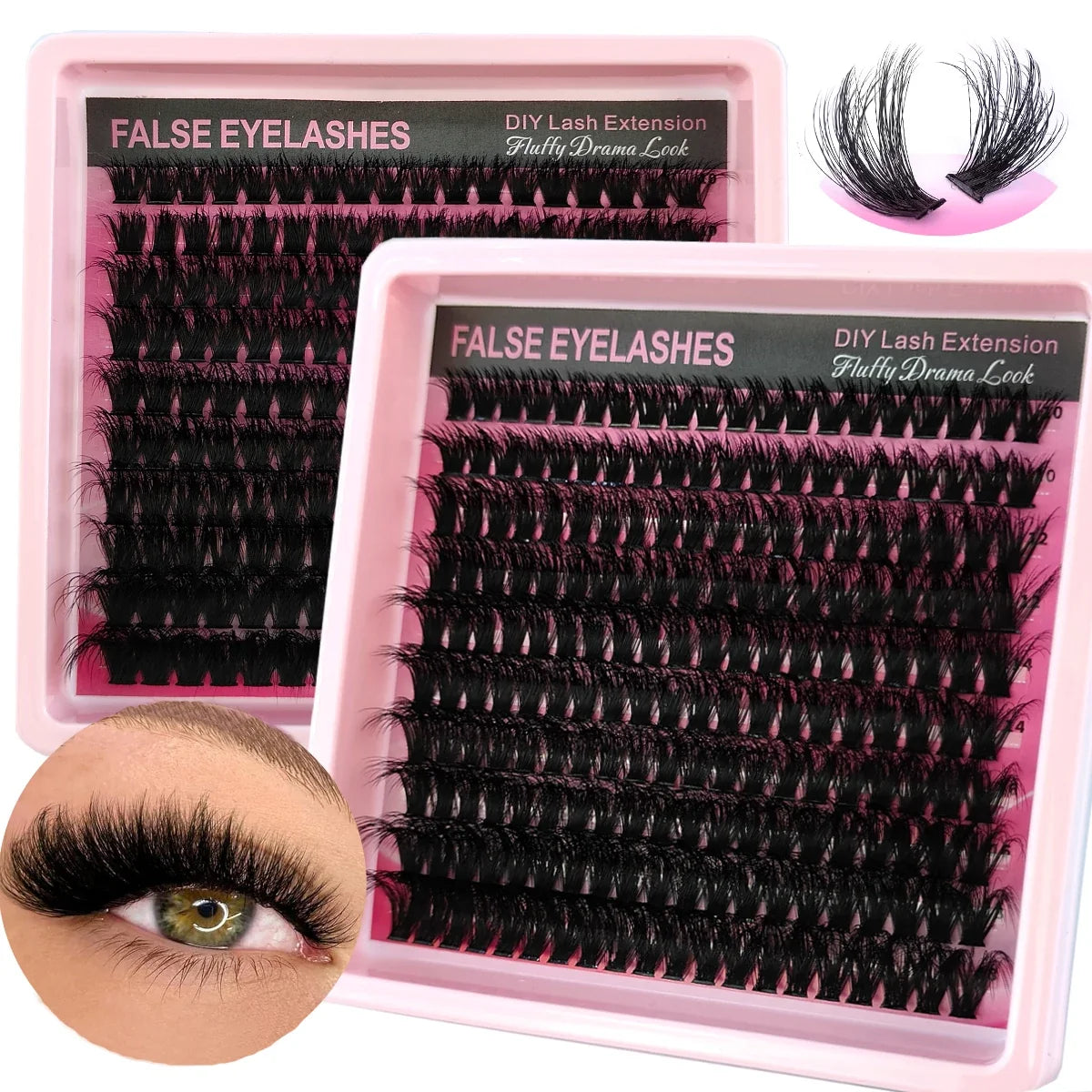 10Row 40D-200D 5D Fluffy Thick Lashes Clusters 10-18mmMix Wispy Individual Lashes Extensions Clusters DIY Makeup False Eyelashes
