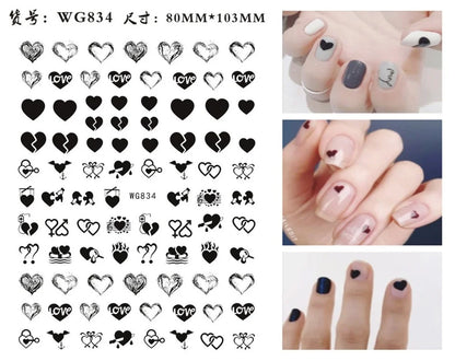 Nail Art Stickers Woman Girl Sexy Sticker Body Press on Nail Slider Black White Decal Decoration Nail Design Accessories Wraps