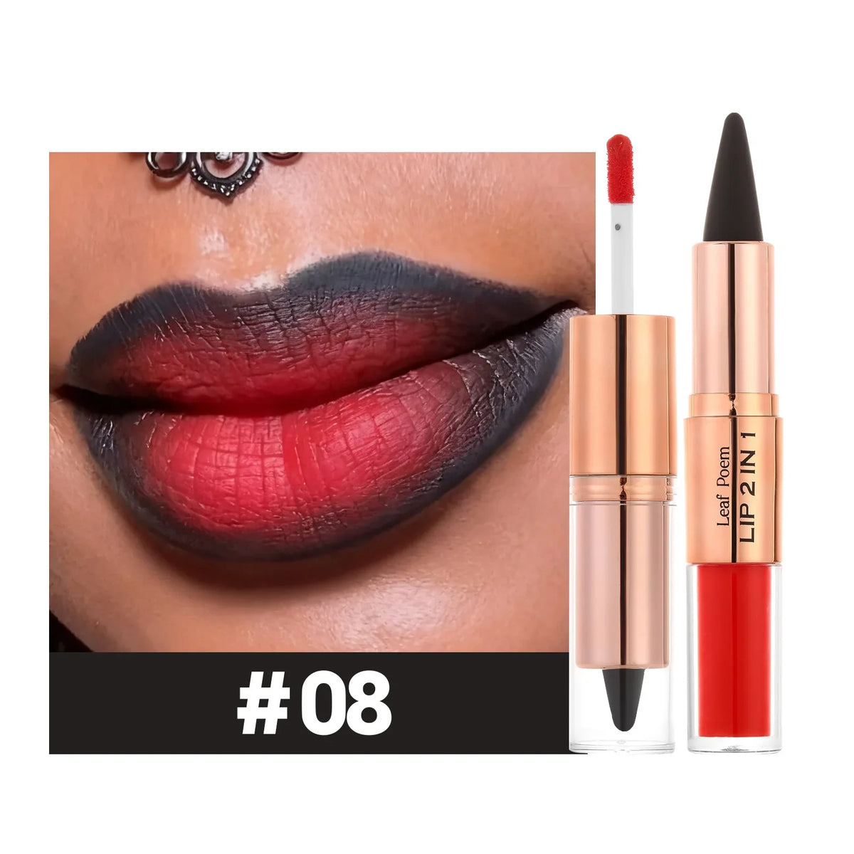 Sexy Red Black Lipstick Waterproof Lipliner Makeup Black Purple Rose Double Head Matte Lipgloss Tapered Lip Liner Contour Pencil