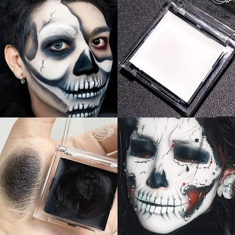 Matte Light White Liquid Foundation Cream Full Coverage Long-Lasting Black&White Cosplay Festival Makeup for All Skin Types