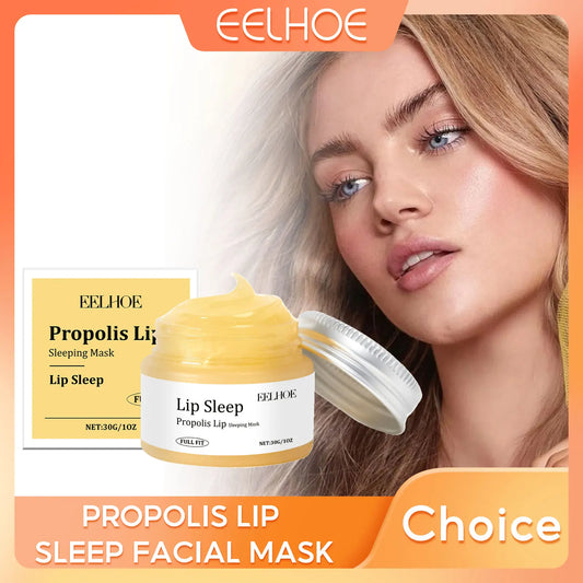EELHOE Propolis Night Lip Mask Hydrating and Moisturizing Exfoliating Anti Freezing and Chapping Repair Skin Care Lip Balm 30g